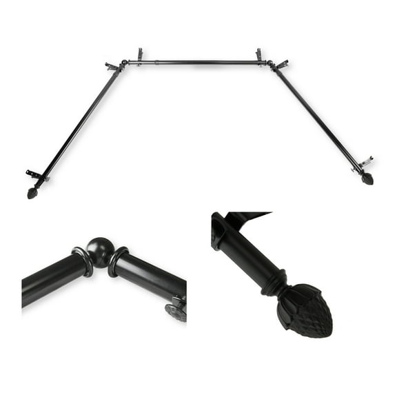 Domovina Morsel 13/16" Bay Window Single Curtain Rod-Color:Black