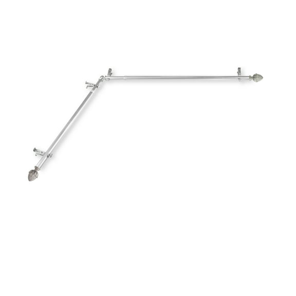 Domovina Morsel 13/16" Corner Window Single Curtain Rod-Color:Satin Nickel,Size:28"-48"