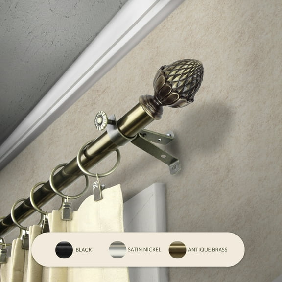 Domovina Morsel 13/16" Single Curtain Rod-Color:Antique Brass,Size:28-48"