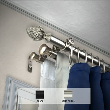 Domovina Morsel 13/16" Triple Curtain Rod-Color:Satin Nickel,Size:66-120"