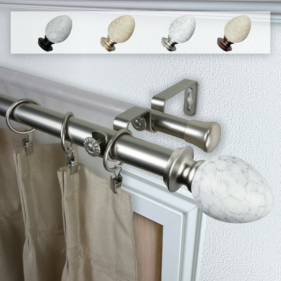Domovina Ness 1" Double Curtain Rod-Color:Satin Nickel,Size:28-48"