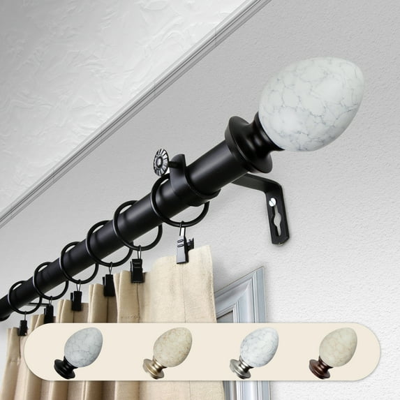 Domovina Ness 1" Single Curtain Rod-Color:Black,Size:120-170"