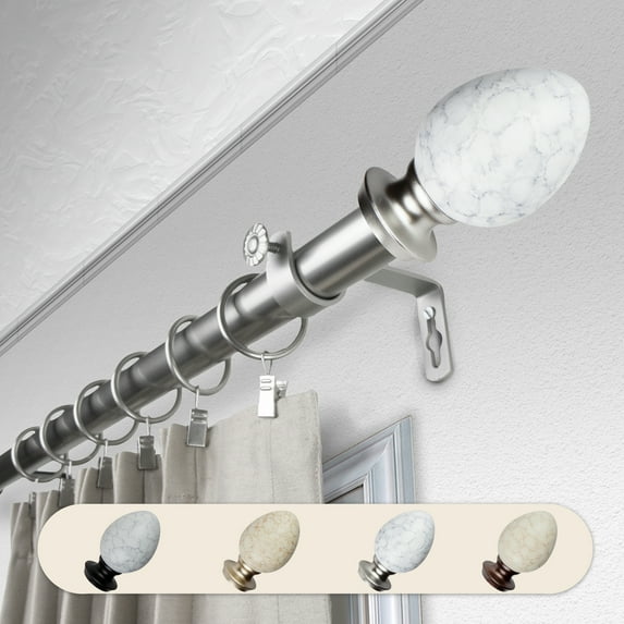 Domovina Ness 1" Single Curtain Rod-Color:Satin Nickel,Size:28-48"