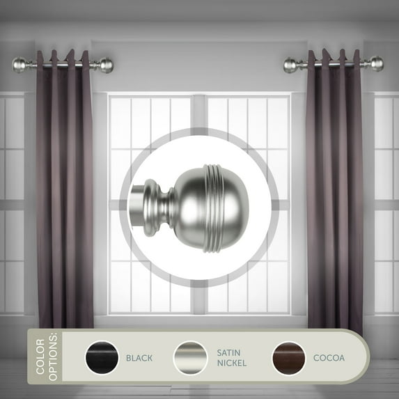 Domovina Noah 1.5 - inc dia. Side Curtain Rod 12-20 inch long, Set of 2-Color:Satin Nickel