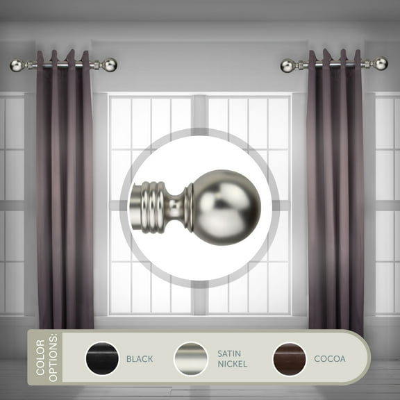 Domovina Noble 1.5 - inc  dia. Side Curtain Rod 12-20 inch long, Set of 2-Color:Satin Nickel