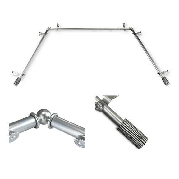 Domovina Oak 13/16" Bay Window Single Curtain Rod-Color:Satin Nickel