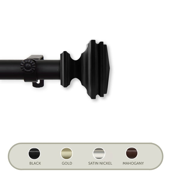 Domovina Pat 1" Curtain Rod-Color:Black,Size:28"-48"