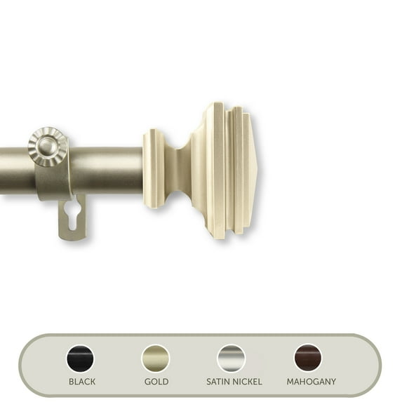 Domovina Pat 1" Curtain Rod-Color:Light Gold,Size:48"-84"