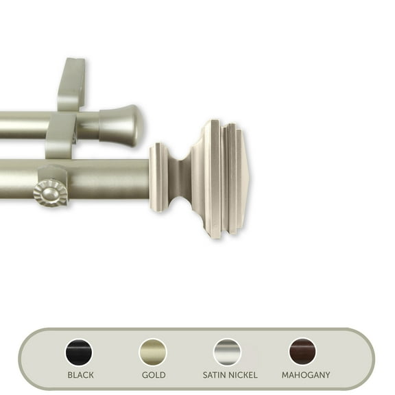 Domovina Pat 1" Double Curtain Rod-Color:Light Gold,Size:28"-48"