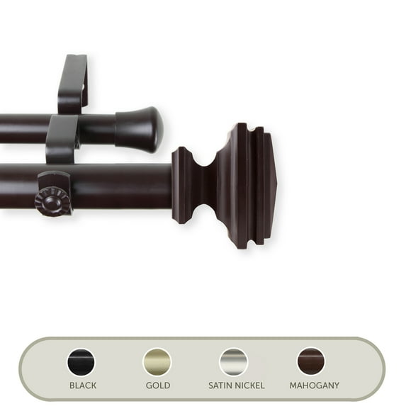 Domovina Pat 1" Double Curtain Rod-Color:Mahogany,Size:160"-240"