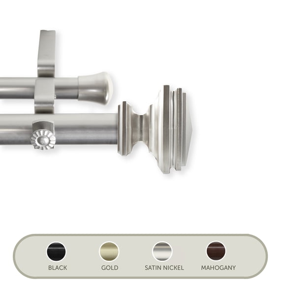Domovina Pat 1" Double Curtain Rod-Color:Satin Nickel,Size:48"-84"