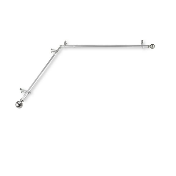 Domovina Phoebe 13/16" Corner Window Single Curtain Rod-Color:Satin Nickel,Size:28"-48"