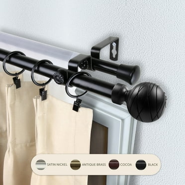 Domovina Phoebe 13/16" Double Curtain Rod-Color:Black,Size:28-48"