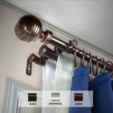 Domovina Phoebe 13/16" Triple Curtain Rod-Color:Cocoa,Size:66-120"
