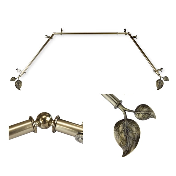 Domovina Plush 13/16" Bay Window Single Curtain Rod-Color:Antique Brass