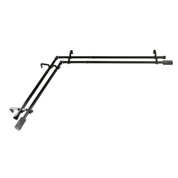 Domovina Plush 13/16" Corner Window Double Curtain Rod-Color:Black,Size:120"-170"