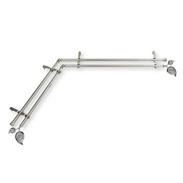 Domovina Plush 13/16" Corner Window Double Curtain Rod-Color:Satin Nickel,Size:120"-170"