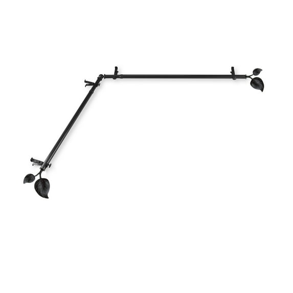 Domovina Plush 13/16" Corner Window Single Curtain Rod-Color:Black,Size:28"-48"