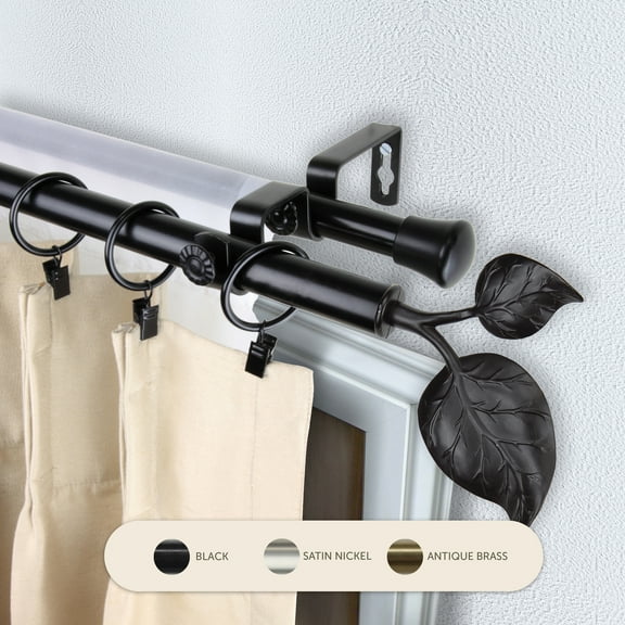 Domovina Plush 13/16" Double Curtain Rod-Color:Black,Size:48-84"