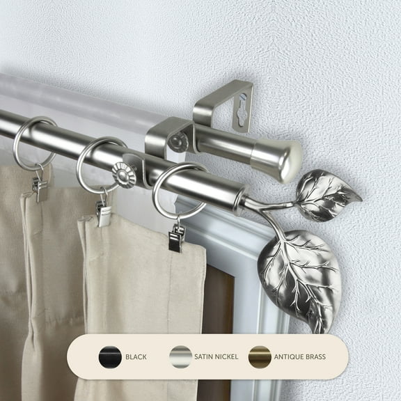 Domovina Plush 13/16" Double Curtain Rod-Color:Satin Nickel,Size:28-48"