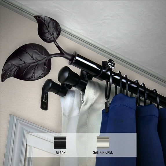 Domovina Plush 13/16" Triple Curtain Rod-Color:Black,Size:28-48"