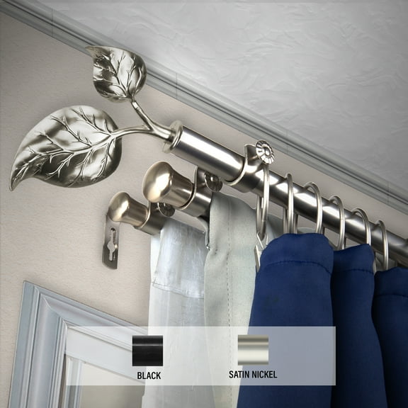 Domovina Plush 13/16" Triple Curtain Rod-Color:Satin Nickel,Size:28-48"