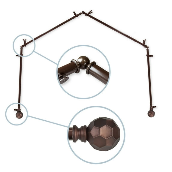 Domovina Reid 13/16-inch 4-Sided Bay WIndow Curtain Rod-Color:Cocoa