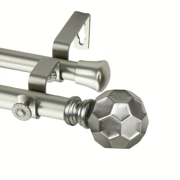 Domovina Reid 13/16-inch Double Curtain Rod-Color:Satin Nickel,Size:28-48"