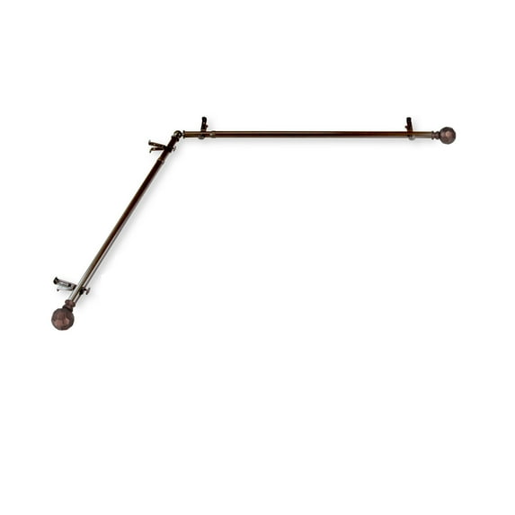 Domovina Reid 13/16-inch Single Corner Window Curtain Rod-Color:Cocoa,Size:66-120"