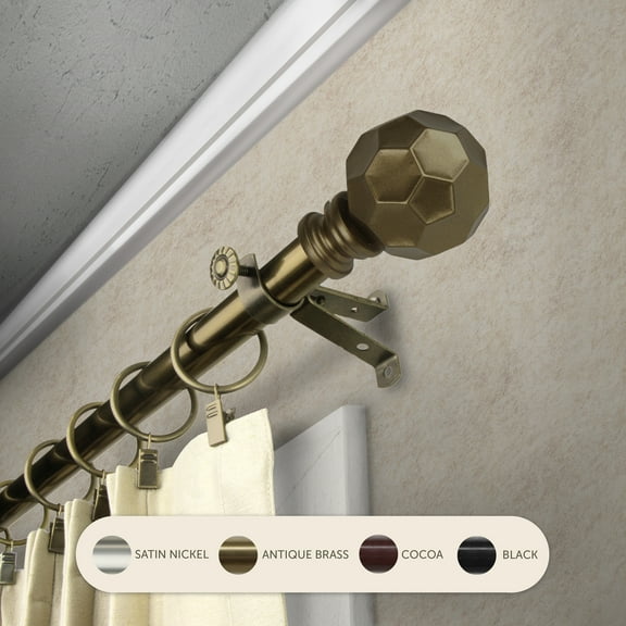 Domovina Reid 13/16-inch Single Curtain Rod-Color:Antique Brass,Size:28-48"