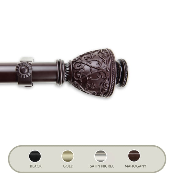 Domovina Rona 1" Single Curtain Rod-Color:Mahogany,Size:48"-84"