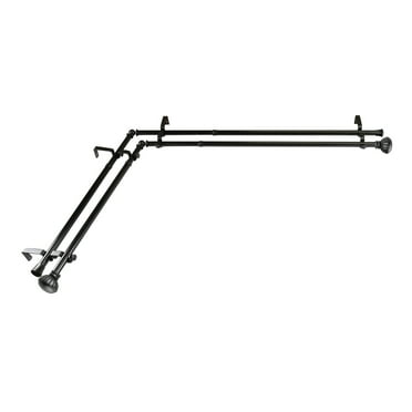 Domovina Sabrina 13/16" Corner Window Double Curtain Rod-Color:Black,Size:28"-48"