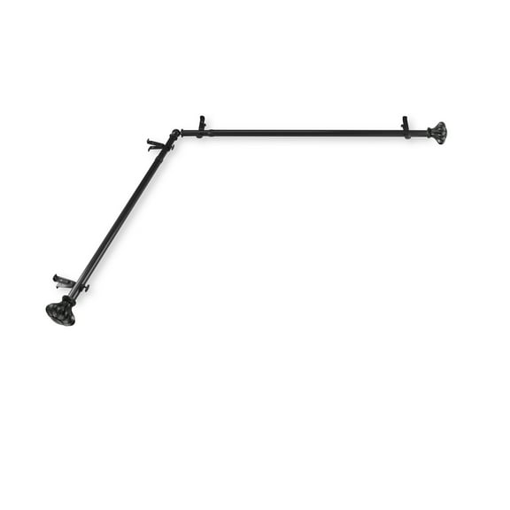 Domovina Sabrina 13/16" Corner Window Single Curtain Rod-Color:Black,Size:28"-48"