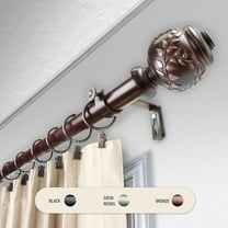 Domovina San 1" Curtain Rod-Color:Black,Size:48-84"