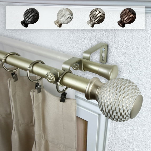 Domovina Seeta 1" Double Curtain Rod-Color:Gold,Size:120-170"