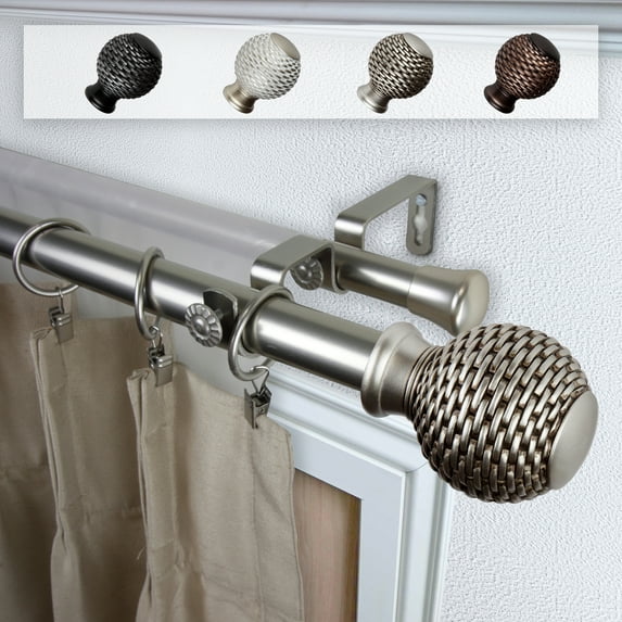 Domovina Seeta 1" Double Curtain Rod-Color:Satin Nickel,Size:160-240"