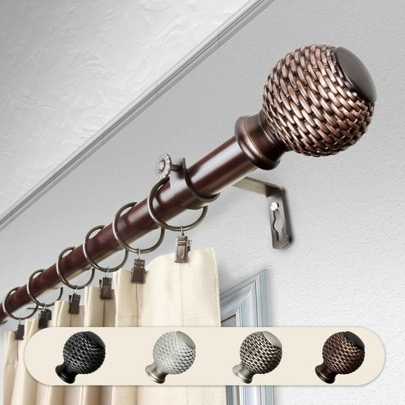 Domovina Seeta 1" Single Curtain Rod-Color:Bronze,Size:28-48"