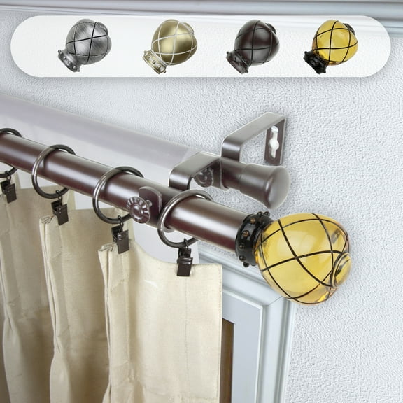 Domovina Supreme 1" Double Curtain Rod-Color:Clear Champagne