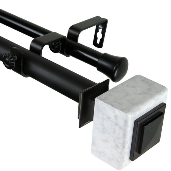 Domovina Sven 1-inch Double Curtian Rod-Color:Black,Size:120-170"