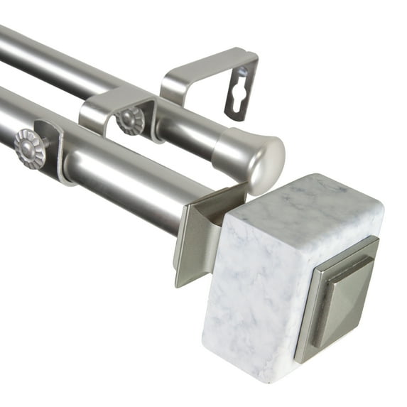 Domovina Sven 1-inch Double Curtian Rod-Color:Satin Nickel,Size:120-170"