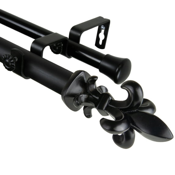 Domovina Tanner 1-inch Double Curtian Rod-Color:Black,Size:28-48"