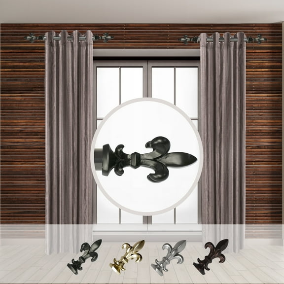 Domovina Tanner 1-inch Side Curtain Rod 12-20 Inches (Set of 2)-Color:Black