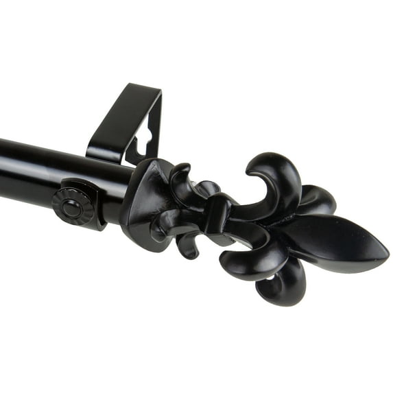 Domovina Tanner 1-inch Single Curtian Rod-Color:Black,Size:28-48"