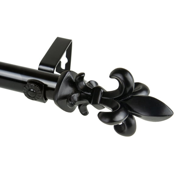 Domovina Tanner 1-inch Single Curtian Rod-Color:Black,Size:66-120"