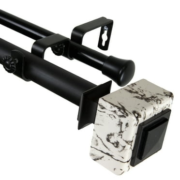 Domovina Tayla 1-inch Double Curtian Rod-Color:Black,Size:28-48"
