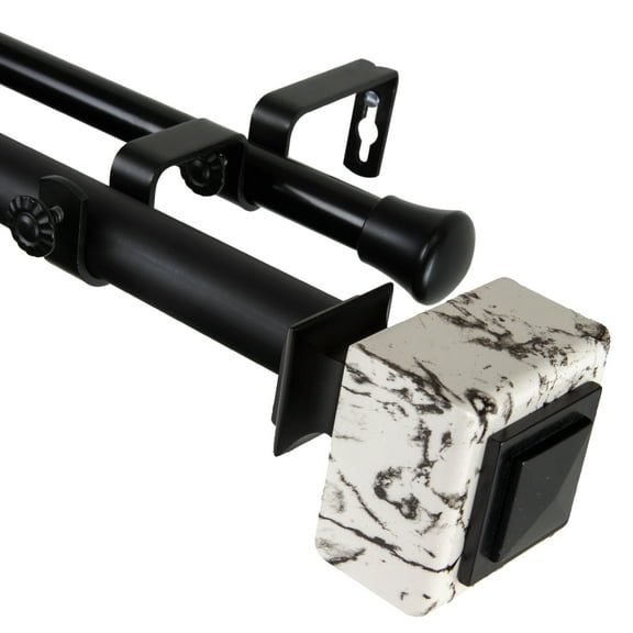 Domovina Tayla 1-inch Double Curtian Rod-Color:Black,Size:48-84"