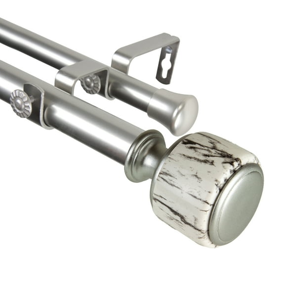 Domovina Tayla 1-inch Double Curtian Rod-Color:Satin Nickel,Size:48-84"