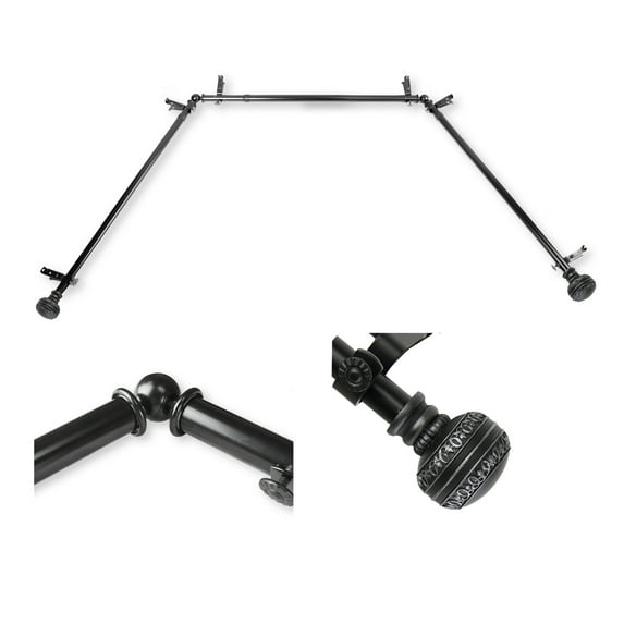 Domovina Taylor 13/16" Bay Window Single Curtain Rod-Color:Black