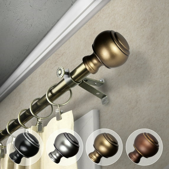 Domovina Teo 13/16" Single Curtain Rod-Color:Antique Brass,Size:66-120"