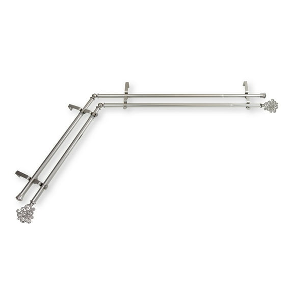 Domovina Teresa 13/16" Corner Window Double Curtain Rod-Color:Satin Nickel,Size:66"-120"